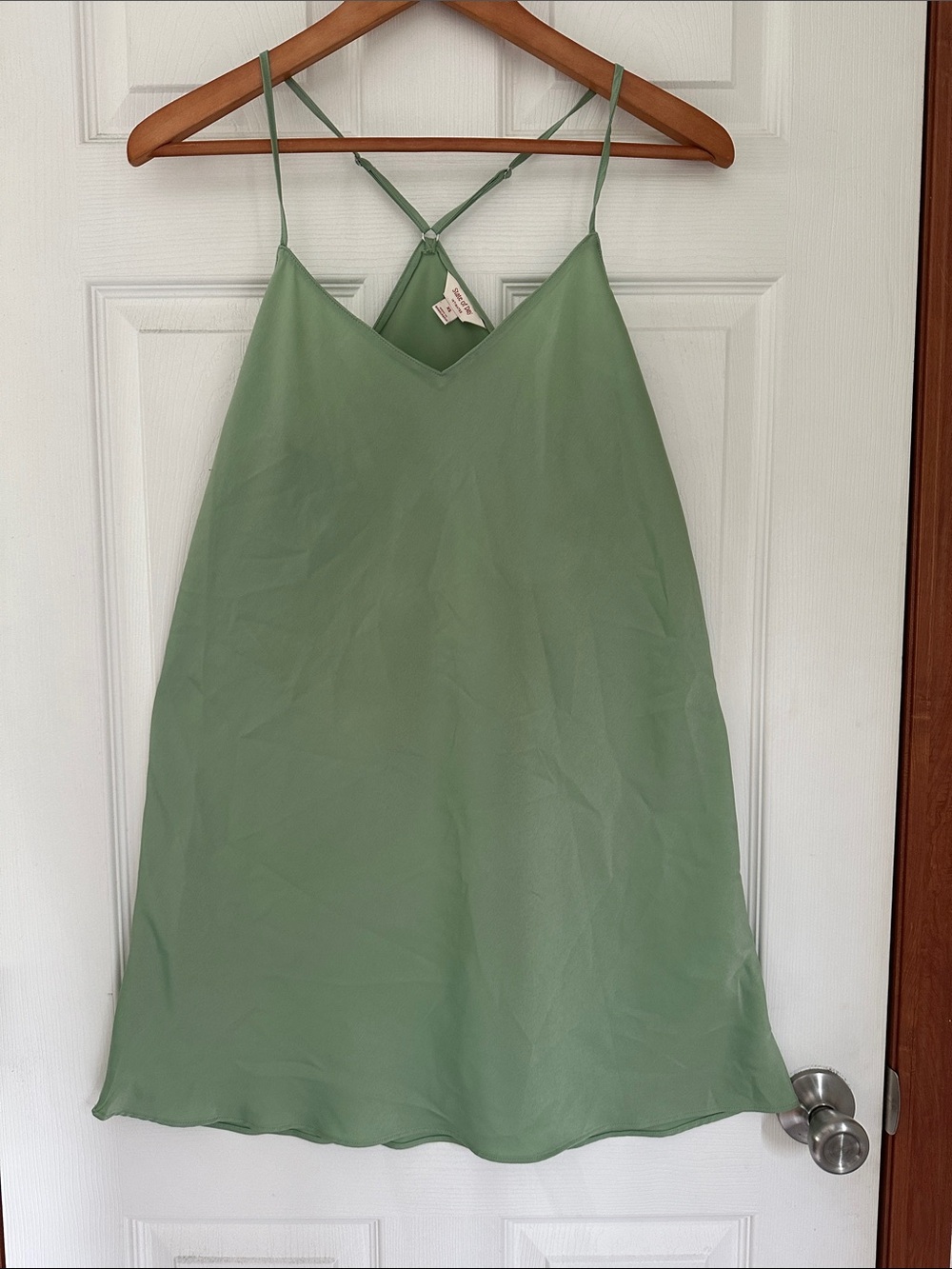 Sage Green Slip Dress with Spaghetti Straps